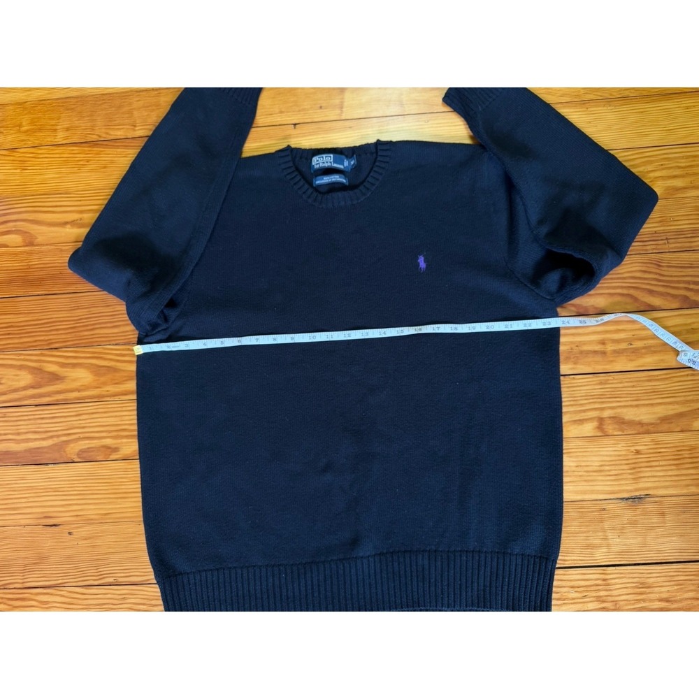 Polo Ralph Lauren Mens XL Black Cotton Crewneck Knit Sweater Purple‎ Pony Logo - Picture 8 of 13